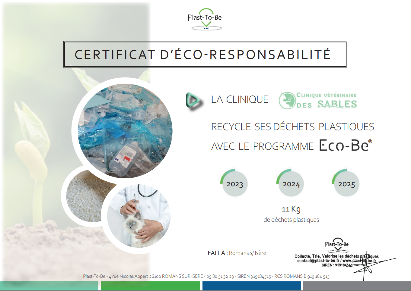 Certificat d'éco-responsabilité